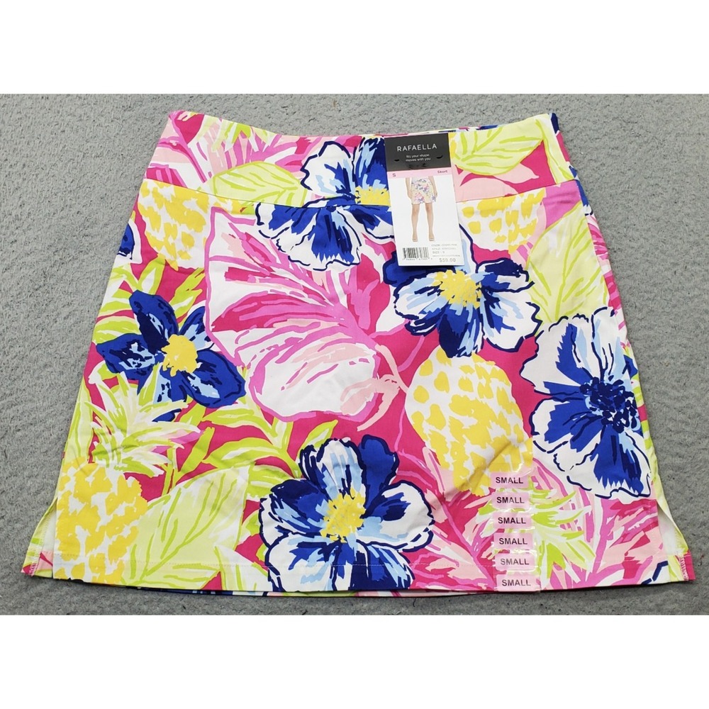 Rafaella Golf Skort Womens S Multi Abstract Floral Pineapple Side Slit Athletic
